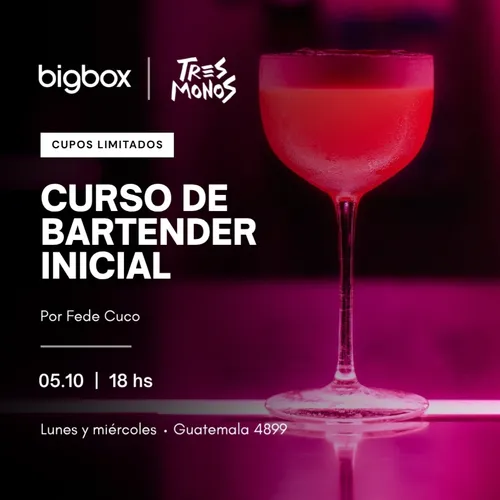 Curso Bartender Inicial con Tres Monos Curso Bartender Inicial con Tres Monos